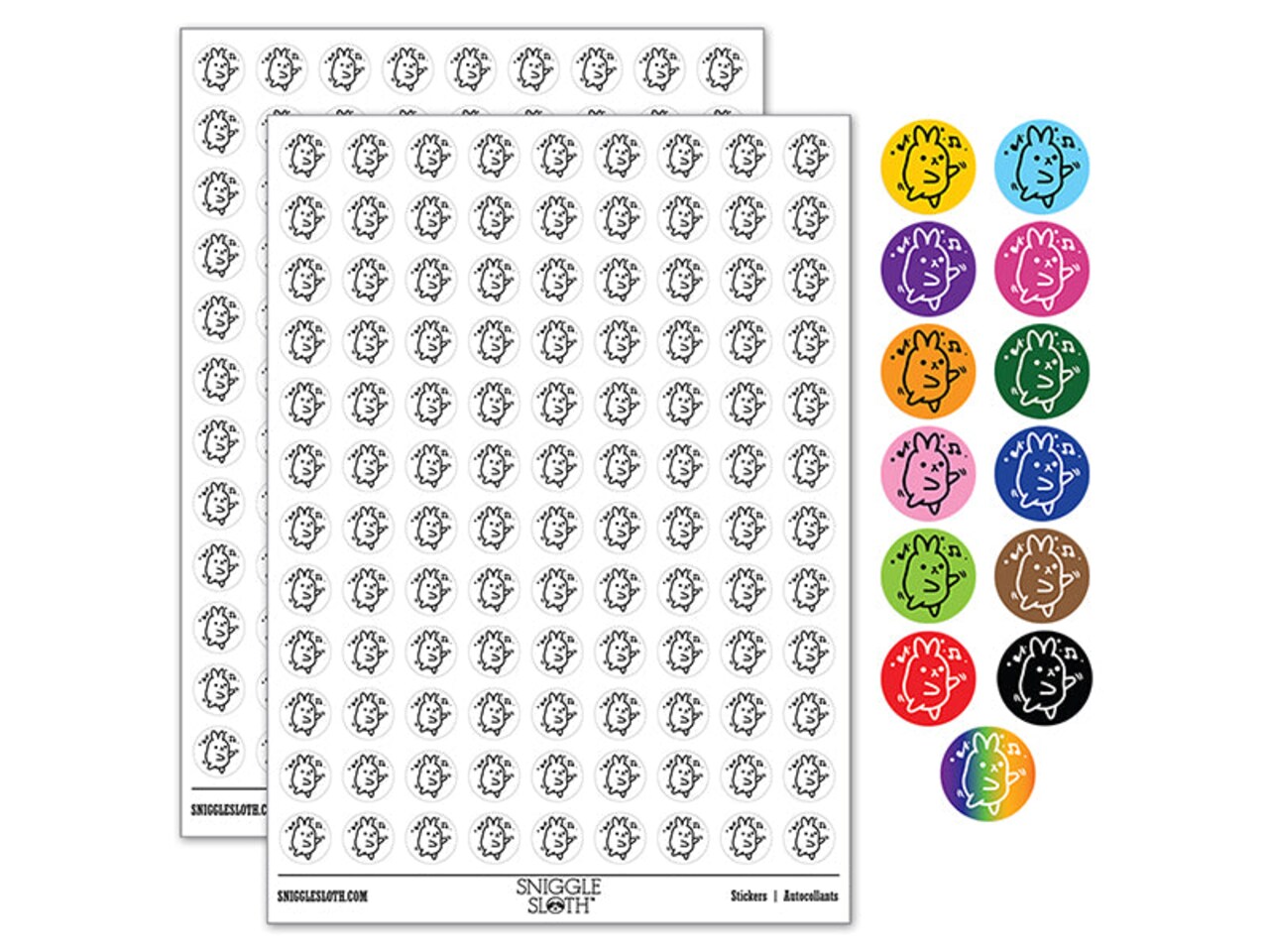 Cute Kawaii Bunny Rabbit Dancing to Music 200+ 0.50" Round Stickers